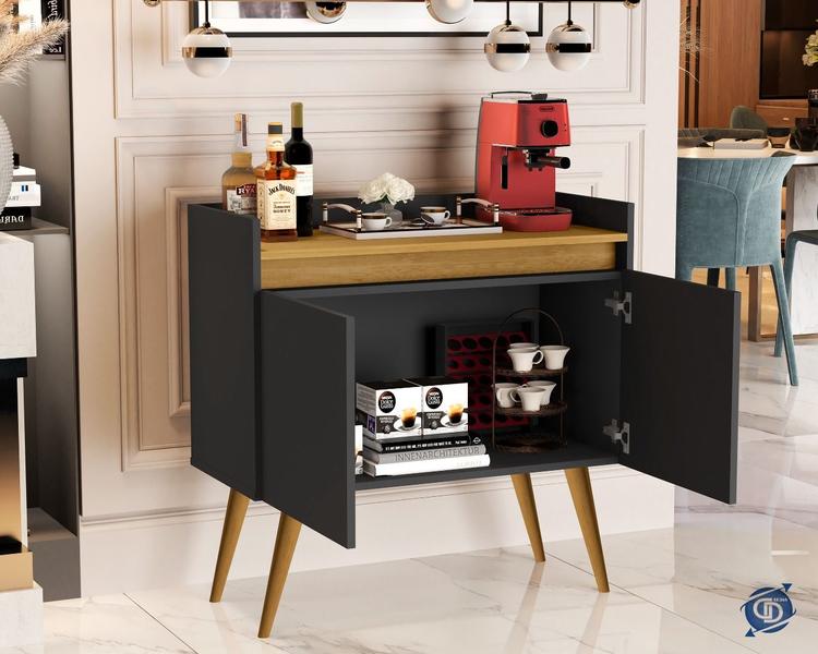 Imagem de Aparador Buffet 2 Portas Luxo Plus Preto / madeirado - comprar moveis para sua casa