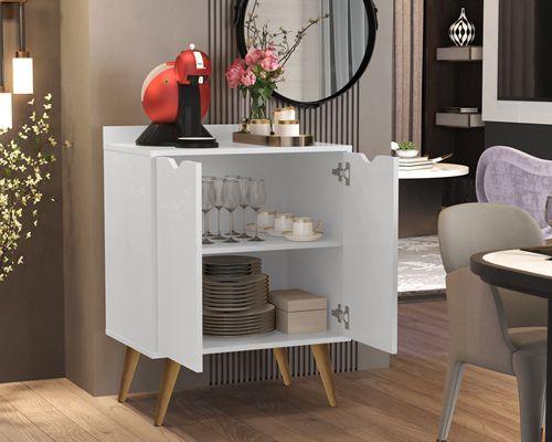 Imagem de Aparador buffet 2 portas Puxador Cava cor Branco - Comprar Moveis de Casa