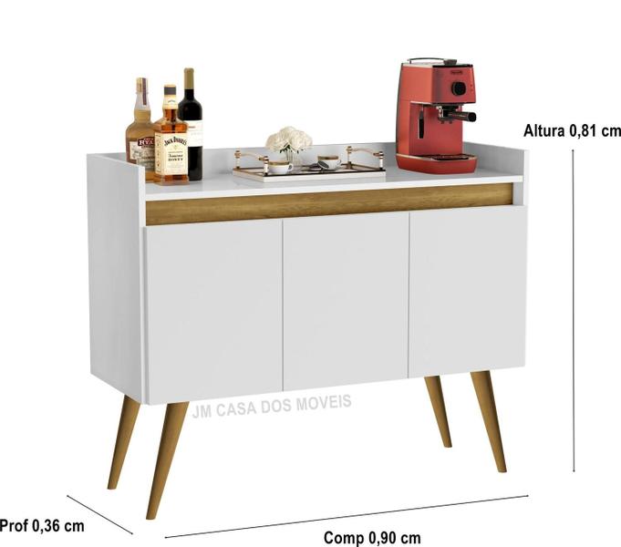 Imagem de Aparador Buffet 3 Portas Canto do Café Luxo Pés Palito Cores - Comprar Moveis em Casa