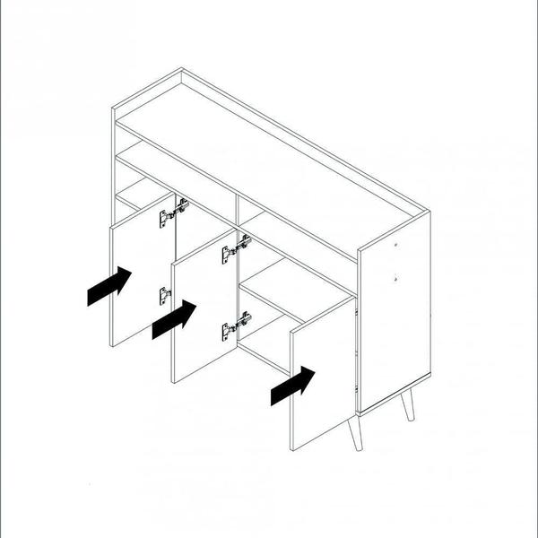 Imagem de Aparador Buffet 3 Portas Com Nicho Retrô Celta - Nature/Off White - Lojas RPM