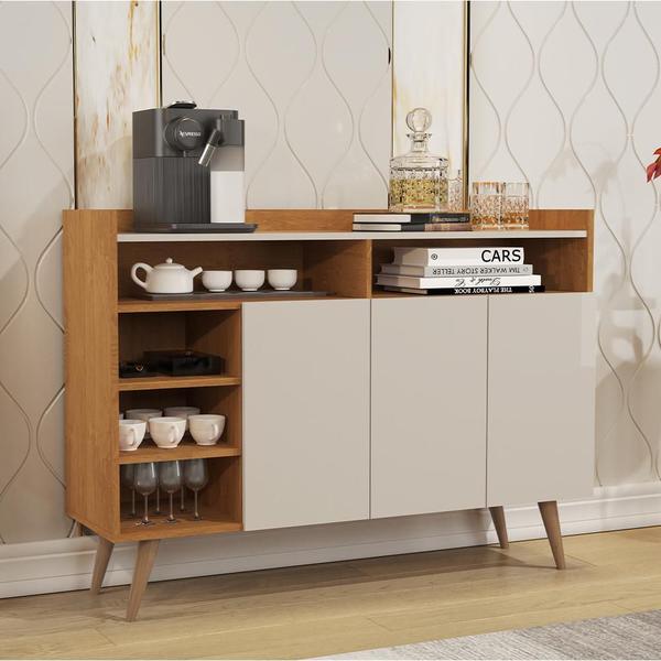 Aparador Buffet 3 Portas Com Nicho Retrô Celta - Nature/Off White - Lojas RPM - Giga Móveis Imagem de Aparador Buffet 3 Portas Com Nicho Retrô Celta - Nature/Off White - Lojas RPM