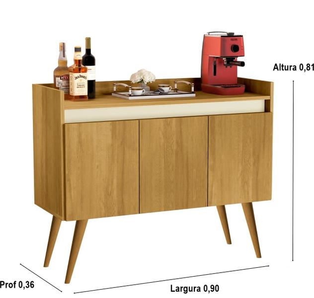 Imagem de Aparador Buffet 3 Portas Lux wood Prime Pés Palito Cores - Comprar Moveis para sua Casa