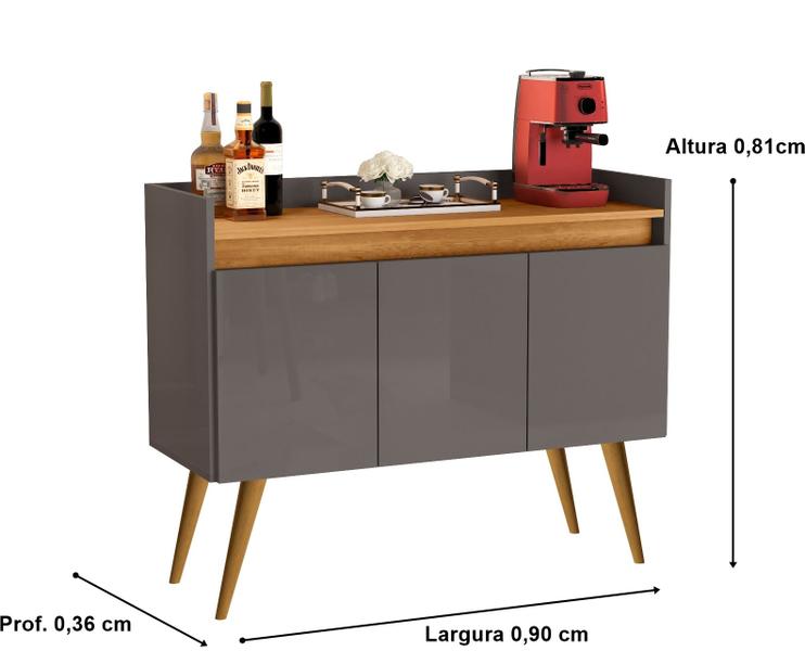 Imagem de Aparador Buffet 3 Portas Lux wood Prime Pés Palito Cores - Comprar Moveis para sua Casa