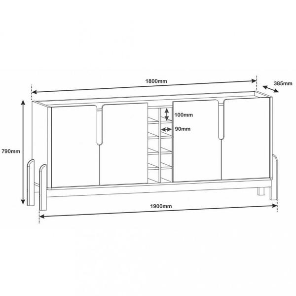 Imagem de Aparador Buffet 4 Portas 190cm Lizz Casa D