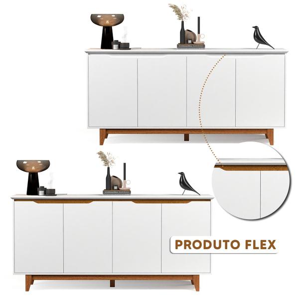 Aparador Buffet 4 Portas Branco Freijó Flex Fausto Shop JM - E.J Imagem de Aparador Buffet 4 Portas Branco Freijó Flex Fausto Shop JM