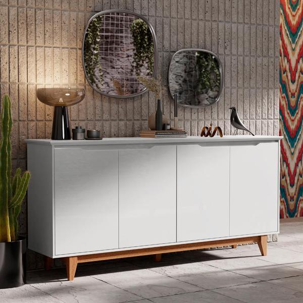 Aparador Buffet 4 Portas Branco Freijó Flex Fausto Shop JM - E.J Imagem de Aparador Buffet 4 Portas Branco Freijó Flex Fausto Shop JM