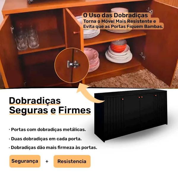 Imagem de Aparador buffet 4 portas Cimol Chumbo Preto - 100% MDF