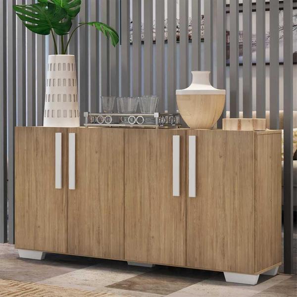 Imagem de Aparador Buffet 4 Portas com Pés Quadrados Viena Multimóveis Rustic/Branco