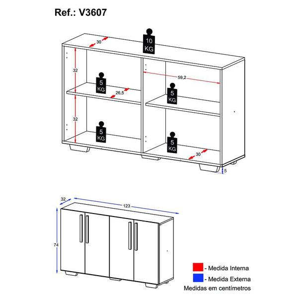 Imagem de Aparador Buffet 4 Portas com Pés Quadrados Viena Multimóveis V3607