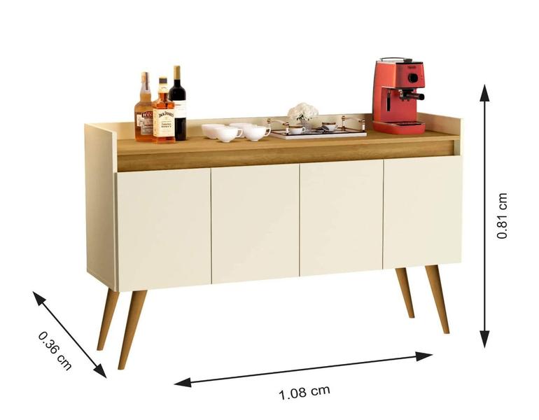 Imagem de Aparador Buffet 4 Portas Lux wood Prime Pés Palito cores - Comprar Moveis em casa