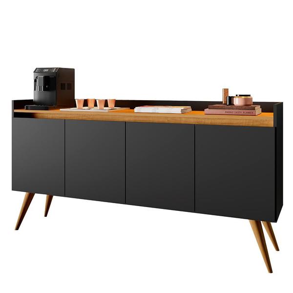 Aparador Buffet 4 Portas Preto Mel Gold Primus Imagem de Aparador Buffet 4 Portas Preto Mel Gold Primus