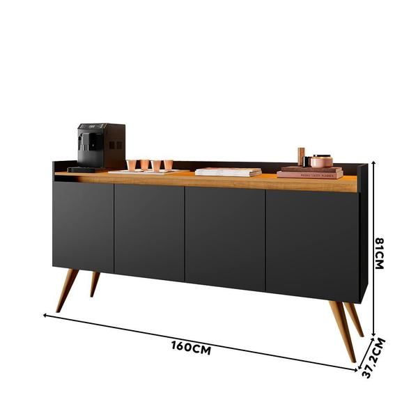 Aparador Buffet 4 Portas Preto Mel Gold Primus Imagem de Aparador Buffet 4 Portas Preto Mel Gold Primus