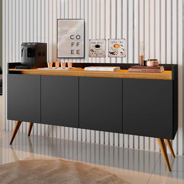 Aparador Buffet 4 Portas Preto Mel Gold Primus Imagem de Aparador Buffet 4 Portas Preto Mel Gold Primus