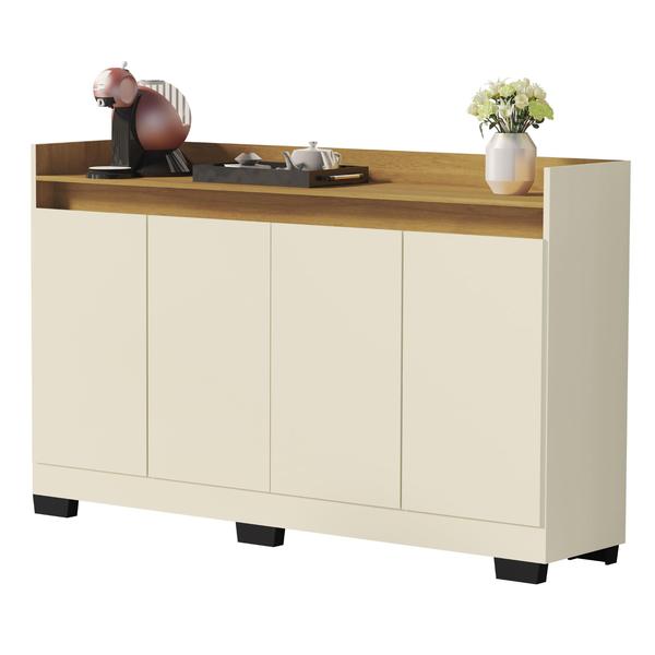 Aparador Buffet 4 Portas Real Perola Com Bege - Rede Móveis - REDE MOVEIS Imagem de Aparador Buffet 4 Portas Real Perola Com Bege - Rede Móveis