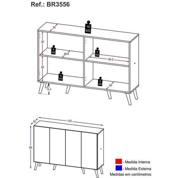 Imagem de Aparador Buffet 4 Portas Retrô Alemanha Multimóveis BR3556 Preto/Natural