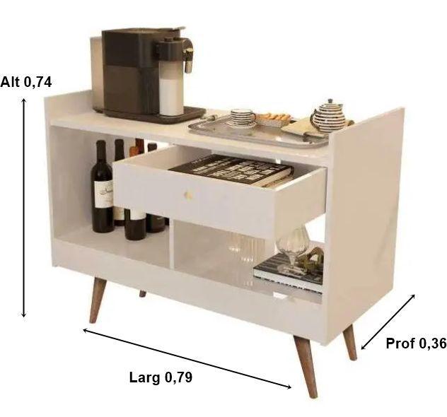 Imagem de Aparador Buffet Adega Bar Tequila Retrô Pés Palito 2 Ambientes cor Perola - Comprar Moveis Em Casa