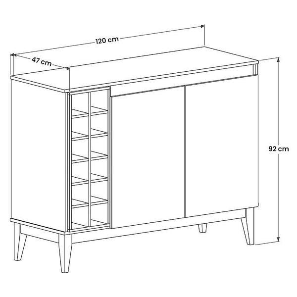 Imagem de Aparador Buffet Adega Monaco 2 Portas e Pés Madeira Maciça