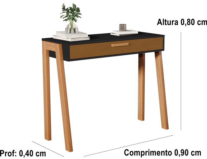 Imagem de Aparador Buffet Amandita com Porta Pés em Madeira cor Preto / Nature - Comprar Moveis em casa