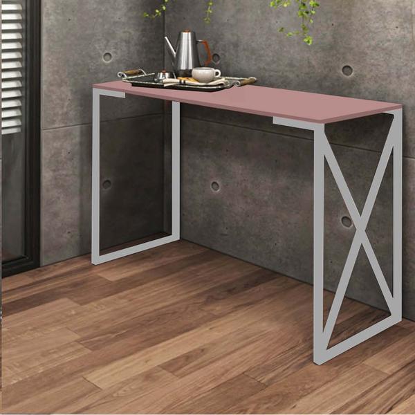 Imagem de Aparador Buffet Balcão Bex Insdustrial Ferro Cinza MDF Rose Rosa - Ahz Móveis