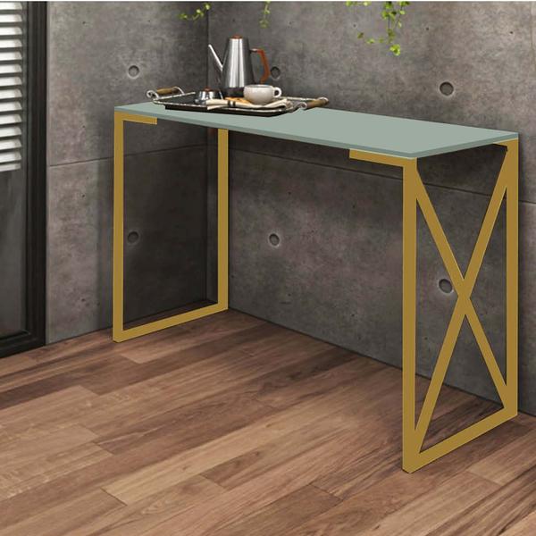 Imagem de Aparador Buffet Balcão Bex Insdustrial Ferro Dourado MDF Verde Oliva - Ahz Móveis