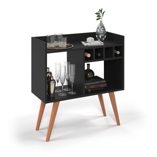 Aparador Buffet Bar Retro Rubi Com Adega / Suporte Pés Palito Cor Preto - QUALITY MOVEIS Imagem de Aparador Buffet Bar Retro Rubi Com Adega / Suporte Pés Palito Cor Preto - QUALITY MOVEIS