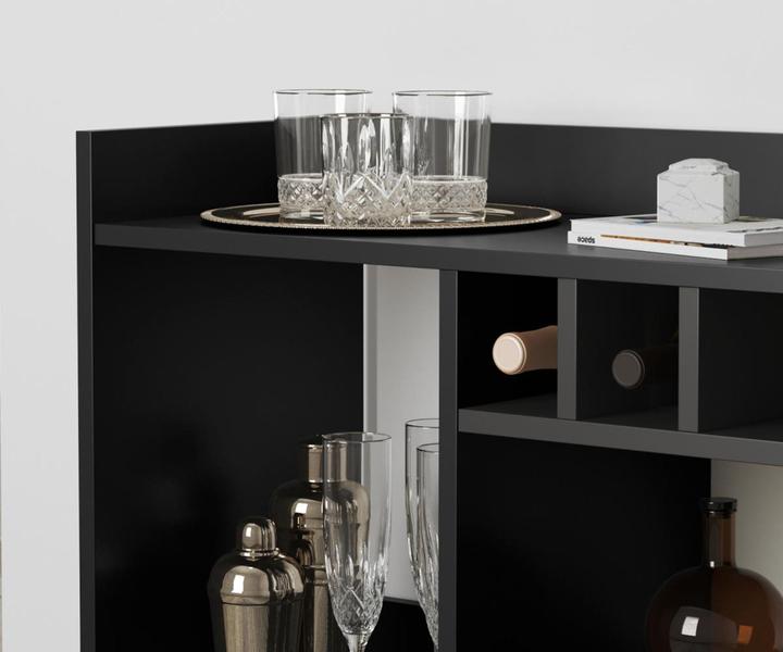 Aparador Buffet Bar Retro Rubi Com Adega / Suporte Pés Palito Cor Preto - QUALITY MOVEIS Imagem de Aparador Buffet Bar Retro Rubi Com Adega / Suporte Pés Palito Cor Preto - QUALITY MOVEIS