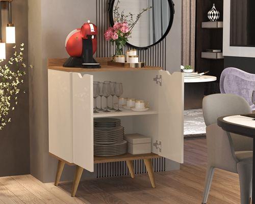 Imagem de Aparador buffet Cantinho do café 2 portas 4545 Off white / Nature - Comprar Moveis de Casa