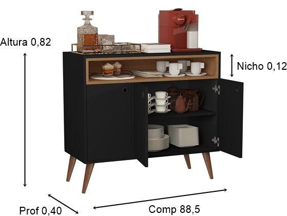 Imagem de Aparador Buffet cantinho do Café 3 Portas Pés Palito Caique Cores - Comprar Moveis de casa