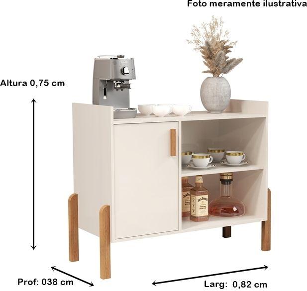 Imagem de Aparador Buffet Catinho do Café Pés Madeira Com Porta Gael Cor Off white - MJM Casa dos Móveis