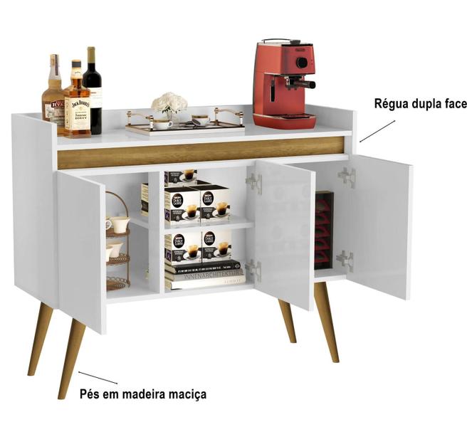 Imagem de Aparador Buffet Coffee Break 3 Portas Luxo Pés Palito Cores - Comprar Moveis para sua Casa