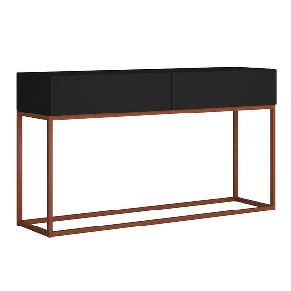 Aparador Buffet com 2 Gavetas Preto com Cobre - Casa Detalhe Imagem de Aparador Buffet com 2 Gavetas Preto com Cobre