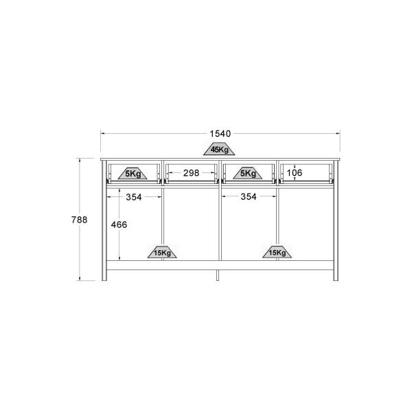 Imagem de Aparador Buffet Ditália 4 Portas 4 gavetas R-626 Branco Cozy