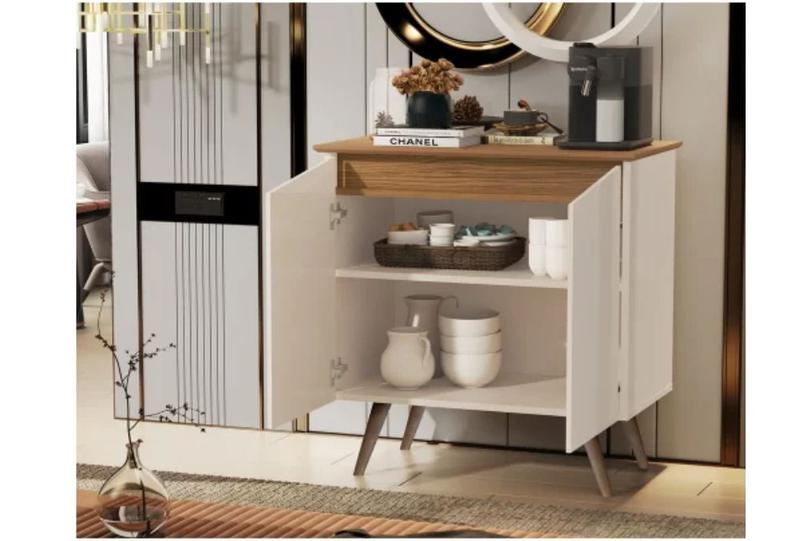 Aparador Buffet Encanto 2 Portas Retrô OffWhite Com Nature - Rede Móveis Imagem de Aparador Buffet Encanto 2 Portas Retrô OffWhite Com Nature