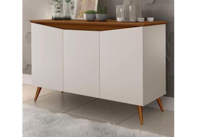 Aparador Buffet Encanto 3 Portas Retrô OffWhite Com Freijó - Rede Móveis Imagem de Aparador Buffet Encanto 3 Portas Retrô OffWhite Com Freijó