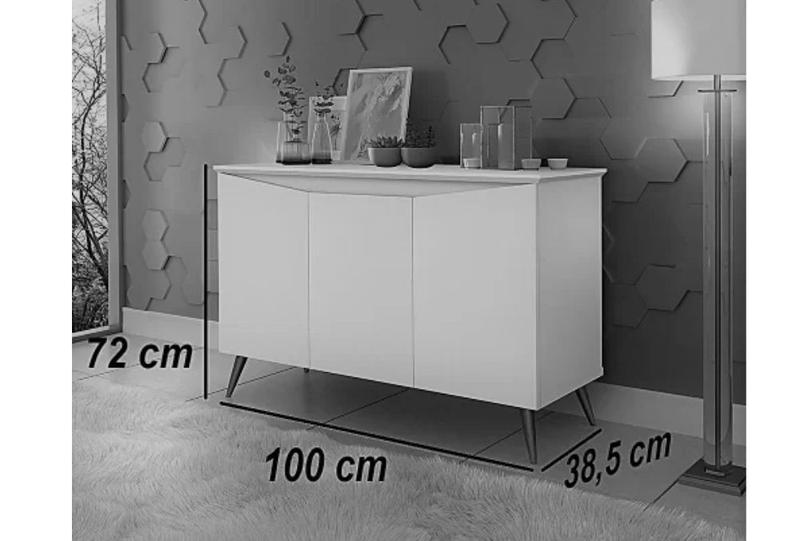 Aparador Buffet Encanto 3 Portas Retrô OffWhite Com Freijó - Rede Móveis Imagem de Aparador Buffet Encanto 3 Portas Retrô OffWhite Com Freijó