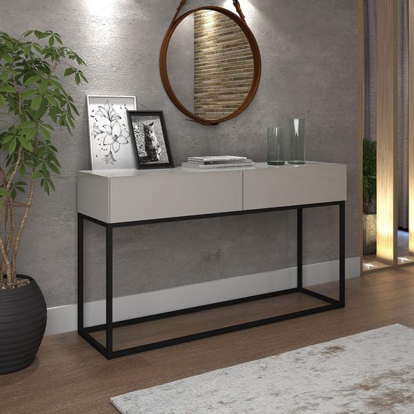 Imagem de Aparador Buffet Eros 110cm Com Gavetas Estilo Industrial Base de Ferro Preto