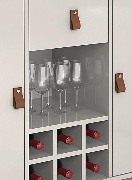 Aparador Buffet Estilo Industrial com Puxador em Couro - LCN Moveis Imagem de Aparador Buffet Estilo Industrial com Puxador em Couro
