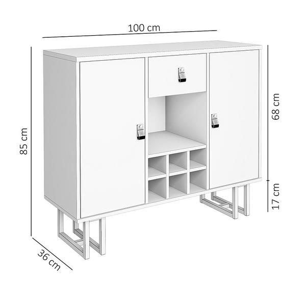 Aparador Buffet Estilo Industrial com Puxador em Couro - LCN Moveis Imagem de Aparador Buffet Estilo Industrial com Puxador em Couro