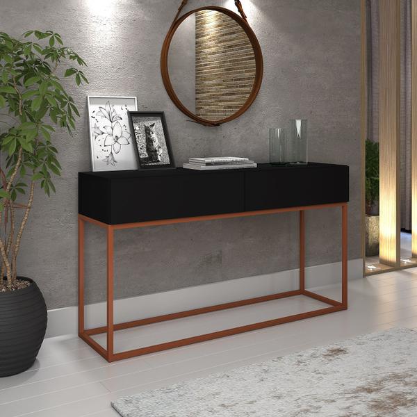 Aparador Buffet Estilo Industrial Eros 1,10mts 2 Gavetas Com Base de Ferro Cobre - Casa Detalhe Imagem de Aparador Buffet Estilo Industrial Eros 1,10mts 2 Gavetas Com Base de Ferro Cobre