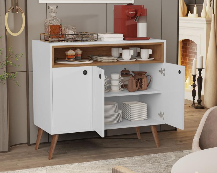 Aparador Buffet França 3 Portas Branco / Freijó - Comprar Moveis em Casa - Comprar Móveis em Casa Imagem de Aparador Buffet França 3 Portas Branco / Freijó - Comprar Moveis em Casa