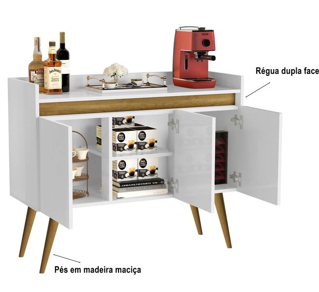 Aparador Buffet Luanda 3 Portas Pés Palito cor Branco / Madeirado Comprar Moveis em Casa - Comprar Móveis em Casa Imagem de Aparador Buffet Luanda 3 Portas Pés Palito cor Branco / Madeirado Comprar Moveis em Casa