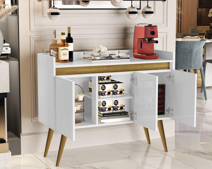 Aparador Buffet Luanda 3 Portas Pés Palito cor Branco / Madeirado Comprar Moveis em Casa - Comprar Móveis em Casa Imagem de Aparador Buffet Luanda 3 Portas Pés Palito cor Branco / Madeirado Comprar Moveis em Casa