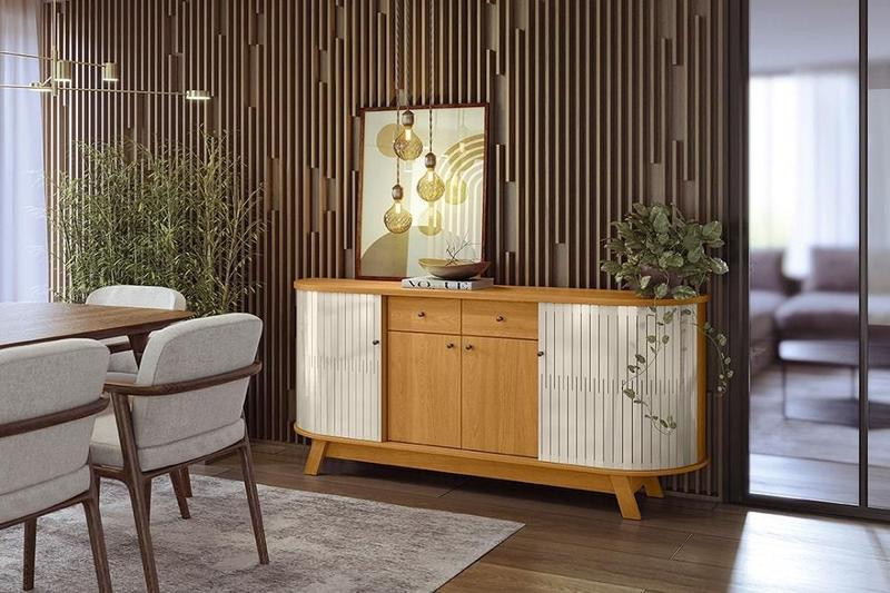 Aparador Buffet Mônaco - Cinamomo/Off White - Madetec Imagem de Aparador Buffet Mônaco - Cinamomo/Off White - Madetec
