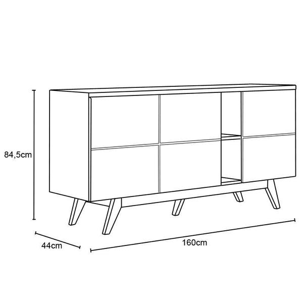 Imagem de Aparador Buffet Noronha 3 Portas Off White Matte/Freijó - Colibri