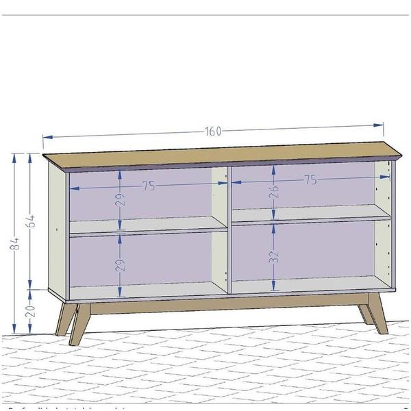 Imagem de Aparador Buffet Opala 3 Portas Madeira Cinamomo/BrancoBechara