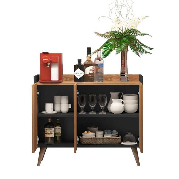 Aparador Buffet Palito Retrô 3 Portas Eternity Preto/Freijó - Comprar Móveis Em Casa Imagem de Aparador Buffet Palito Retrô 3 Portas Eternity Preto/Freijó