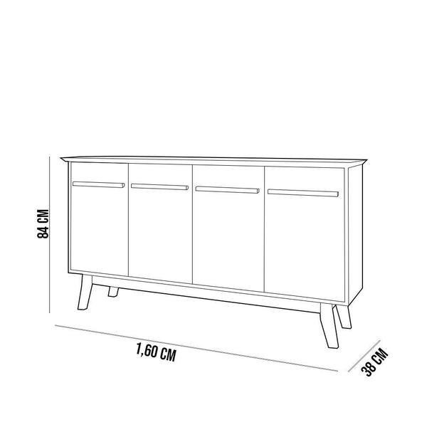 Imagem de Aparador Buffet  Para Sala De Estar Com 04 Portas Magno B02 Cinza Cinamomo - Lyam Decor