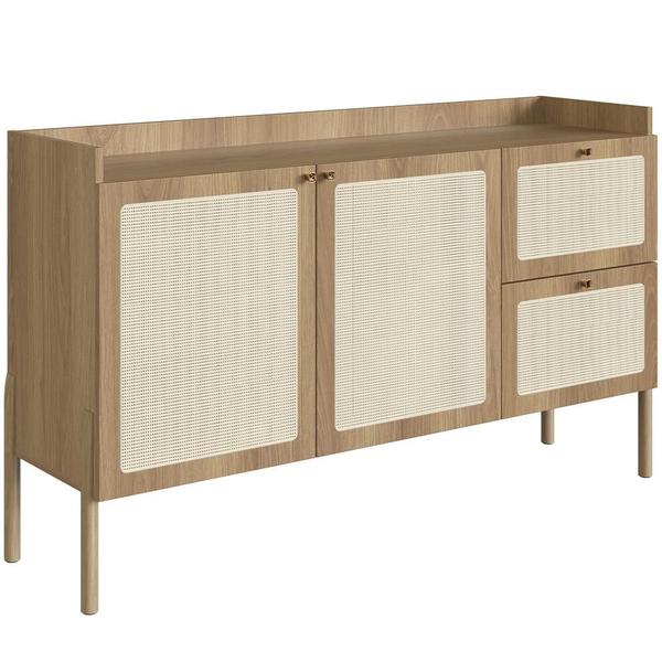 Imagem de Aparador Buffet Para Sala de Jantar 139cm Pés Madeira Moss A03 Hanover Roble - Lyam Decor