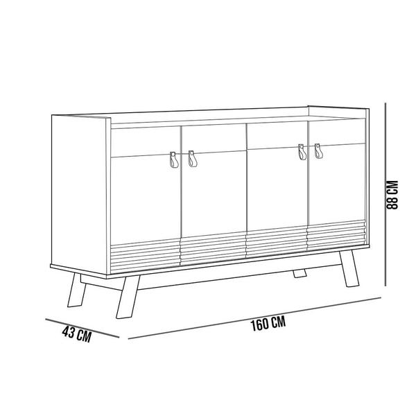 Imagem de Aparador Buffet Para Sala de Jantar 160 cm 04 Portas Mason L05 Freijó Off White - Lyam Decor