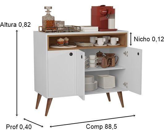 Imagem de Aparador Buffet Paris 3 Portas Pés Palito Cores - Comprar Moveis de casa